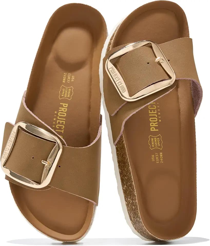 100% Genuine Leather Womens Sandals Womens Slides Comfortable Slide Sandals