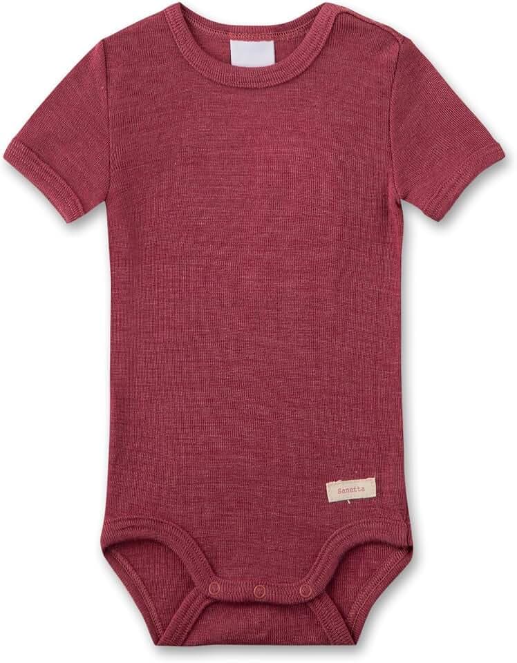 Sanetta Baby-Body kurzarm pink aus Merinowolle & Seide | Hochwertiger und nachhaltiger Body für Mädchen & Jungen aus Wolle-Seide-Mix. Baby Body