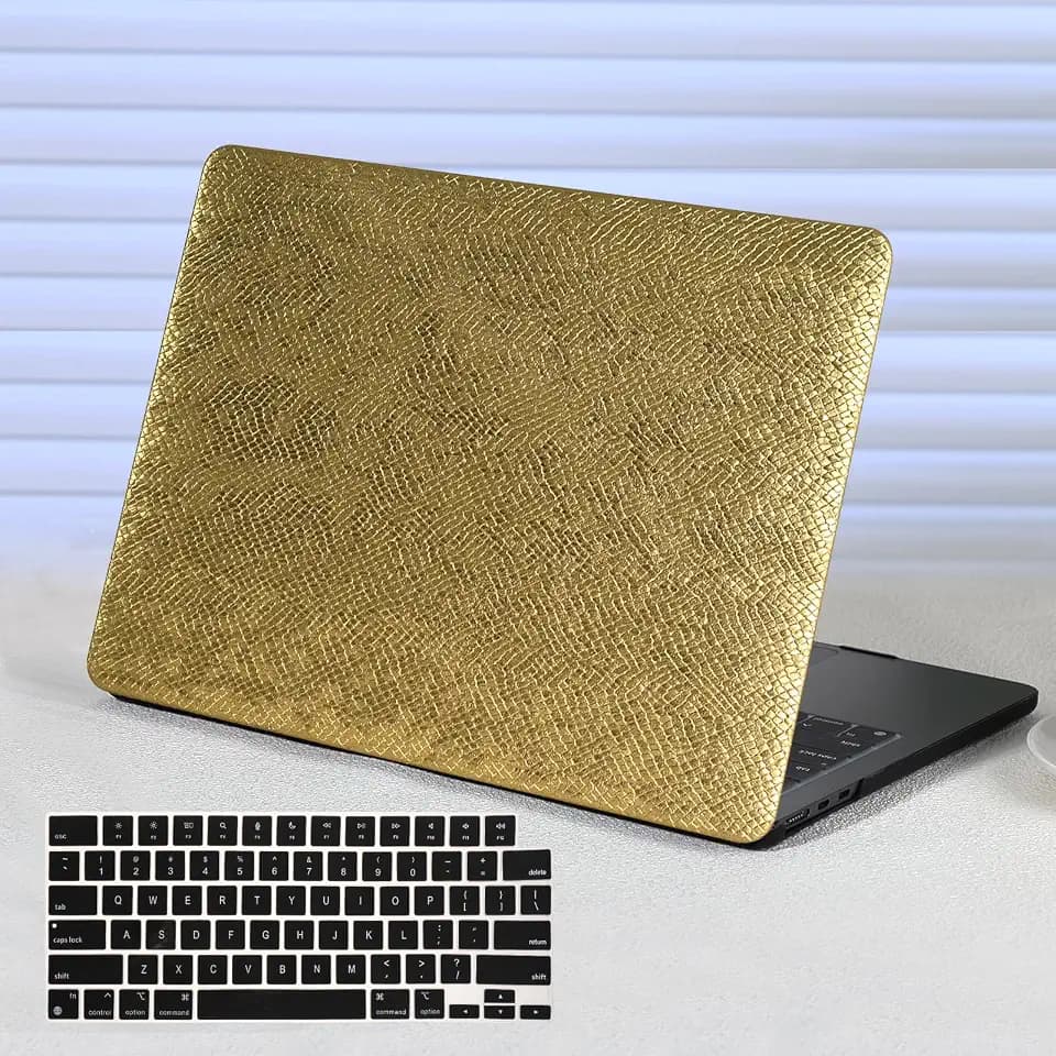 for MacBook Air 13 inch Case M1 2021 2020 2019 2018,Snake Leather Gold