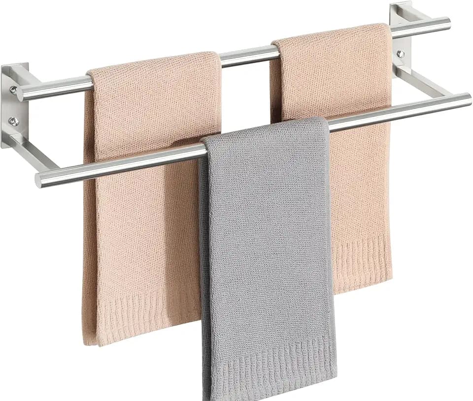 Mooche 60CM Handtuchhalter Wand,Doppelter Handtuchhalter Bohren Gebürstet