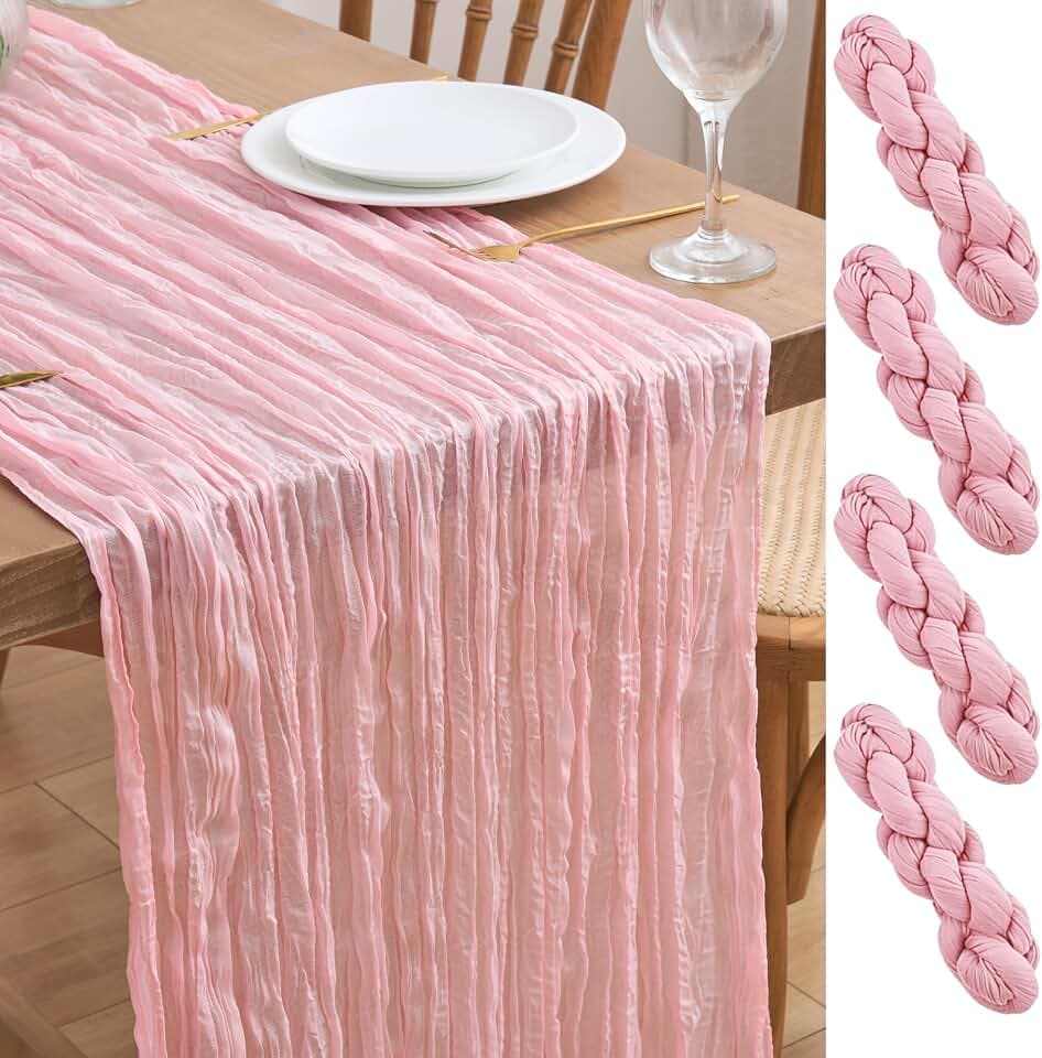 Asee'm Blush Pink Cheesecloth Table Runner Fall Sheer Wedding Decor 10FT