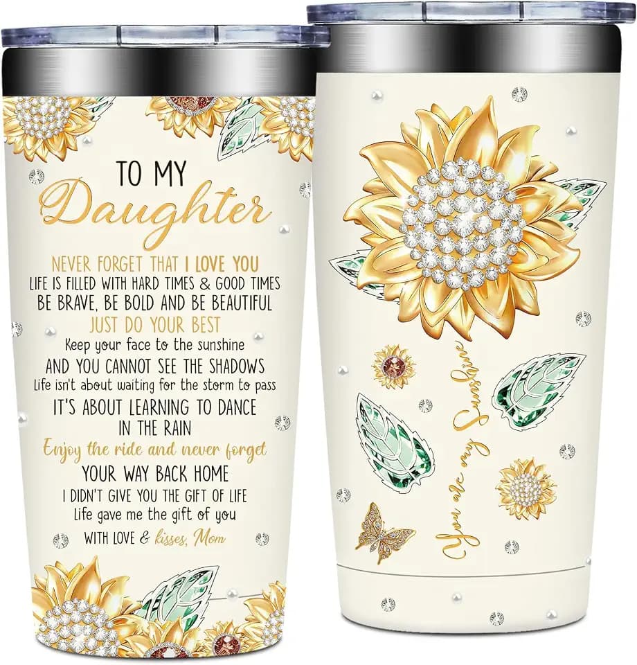 Daughter Christmas Gift from Mom - Daughter Tumbler Cup 20 oz