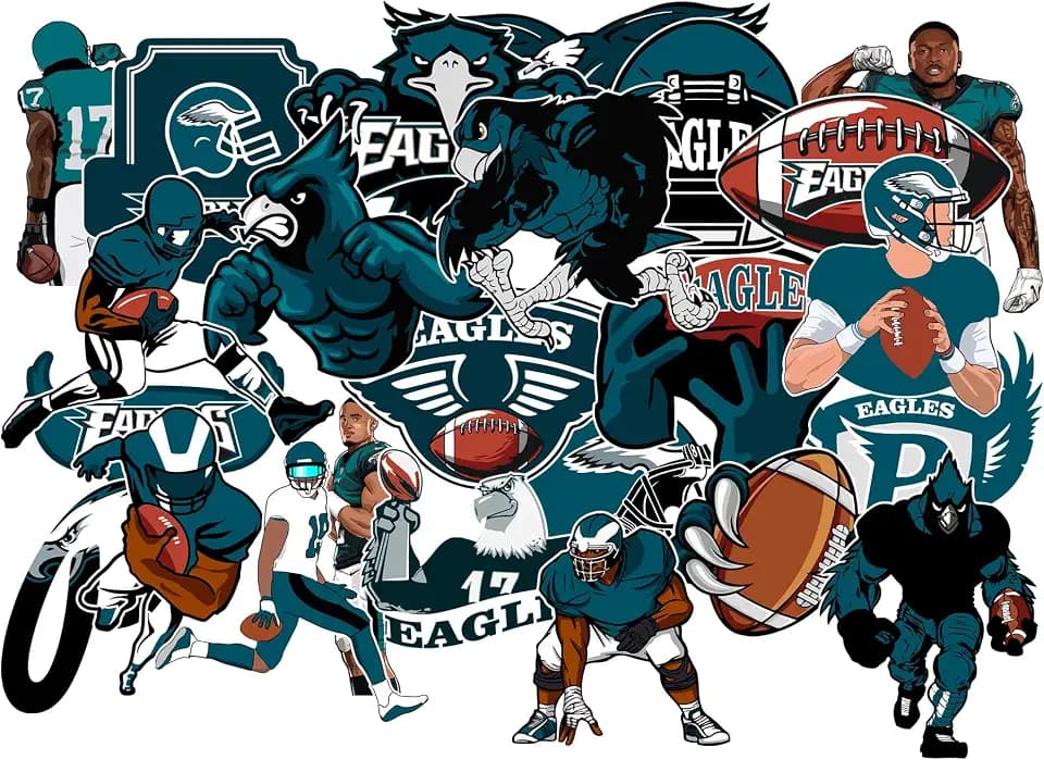 24 PCS Philadelphia Stickers Decal for Eagles Stickers Pack Football Stickers for Water Bottle, Laptop, Bicycle, Computer, Motorcycle, Travel Case, Car Decal Decoration Sticker Graffiti Decals