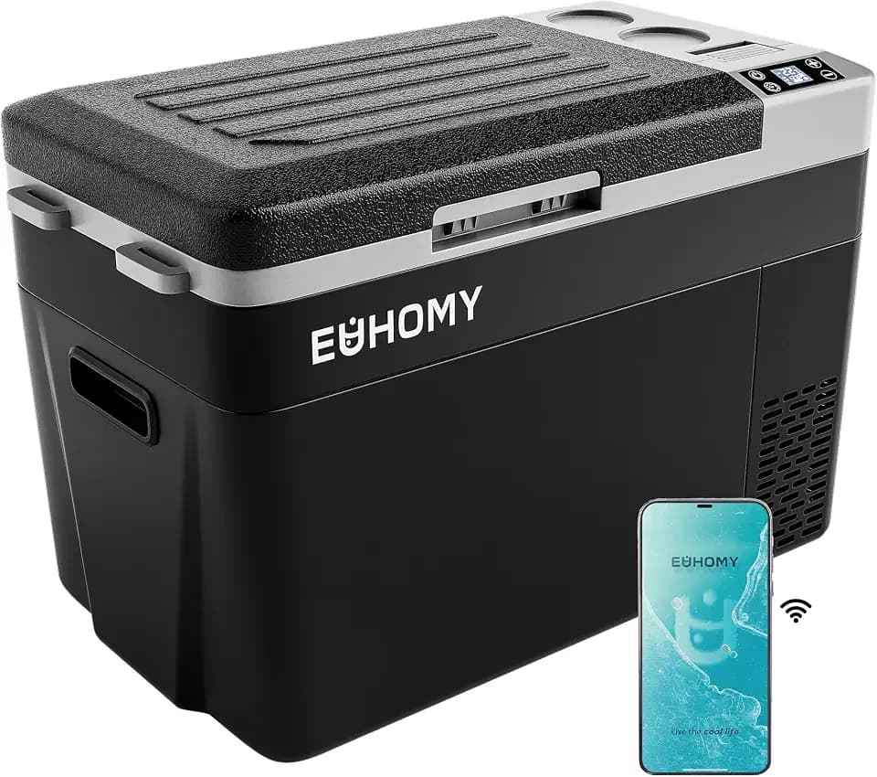 EUHOMY 32QT 12 Volt Refrigerator, Electric Cooler, Usable Battery, -4℉~68℉
