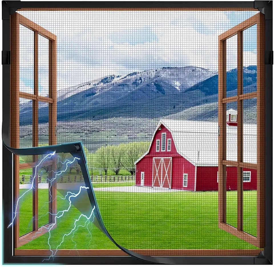 Fliegengitter Fenster Magnet, DIY Insektenschutz Magnetfenster, Max 130 x 150 CM, ohne Bohren, einfache Montage, Magnetrahmen für Fliegengitter Fenster Zuschneidbar