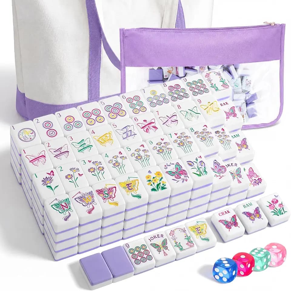 Soulchen 1.2 Inch Butterfly Themed American Mahjong Set, 168 Melamine Tiles