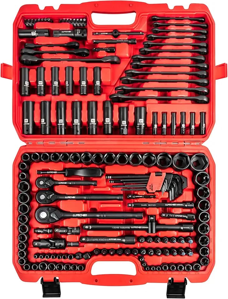 LLNDEI 160Pc Mechanics Socket Set 1/2 1/4 3/8" Drive Metric