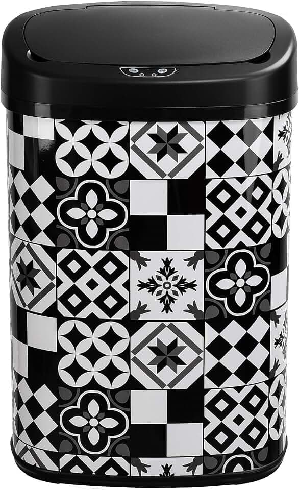 KITCHEN MOVE Automatischer Küchenmülleimer 58L MAJESTIC Schwarze Edelstahl-Zementfliese mit Umreifung