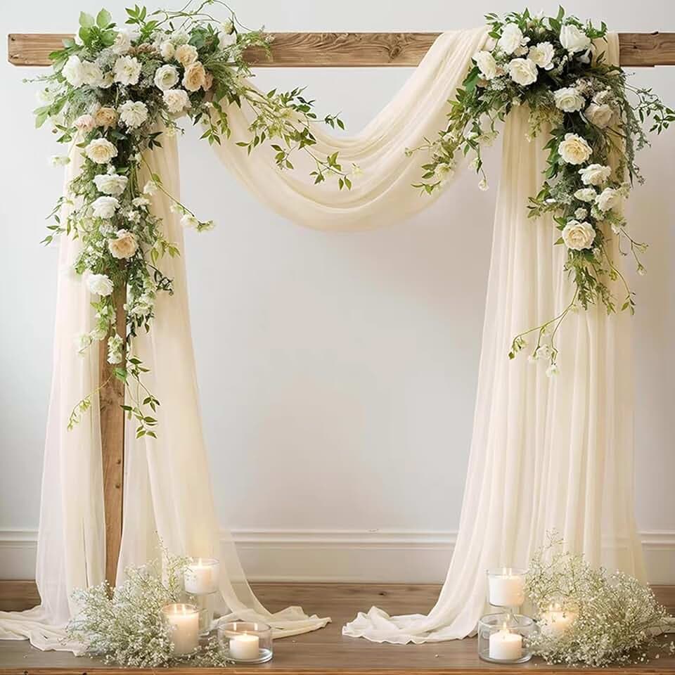 2er Pack 0.75x8M Hochzeitsbogen Traubogen Vorhang Hochzeit Tüll Deko Bogen