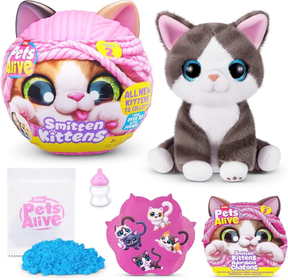 Pets Alive Smitten Kittens Series 2 (Dragon Li) by ZURU – Interactive Plush Cat Toy with 10 Sounds, Surprise Unboxing, Soft Collectible Pet for Ages 3+