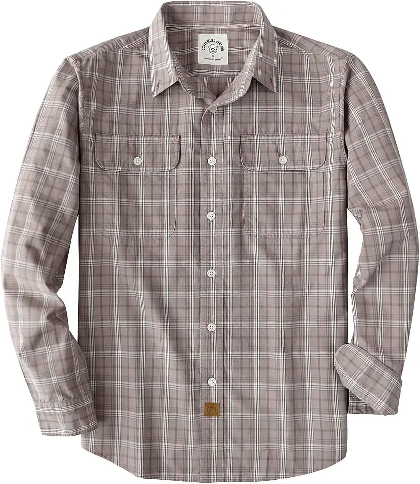 Dubinik® Mens Long Sleeve Button Down Shirts Western Plaid Casual