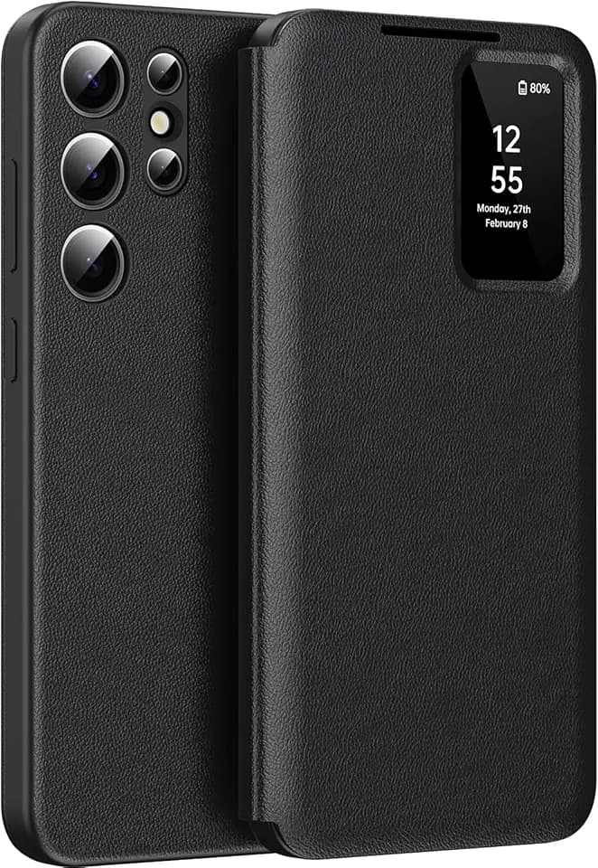 Ailicici Schutzhülle für Samsung S26 Ultra Smart View, Wallet Case mit Clear S View, Flip Folio Leder Schutzhülle für Samsung Galaxy S26 Ultra 5G, Premium View Cover mit klarem Zeitfenster Hülle
