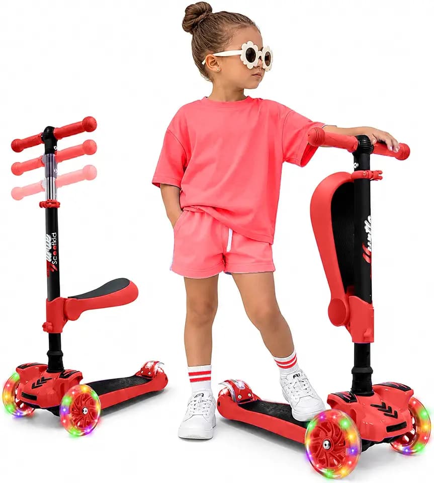 Hurtle 3-Rad-Kinderroller mit Klappsitz und LED-Rädern, ab 2 Jahre