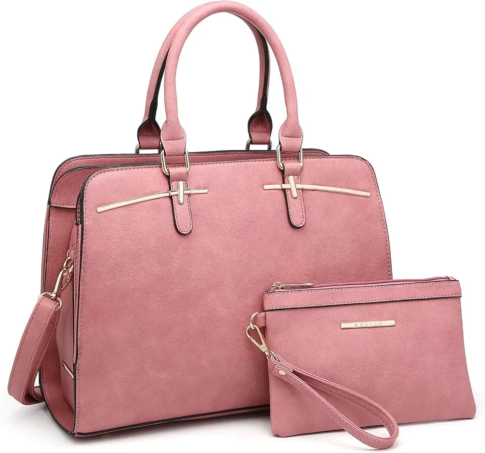 Women Handbag Wallet Tote Shoulder Hobo Bag Top Handle Satchel Purse Set 2pcs with 3 Compartments