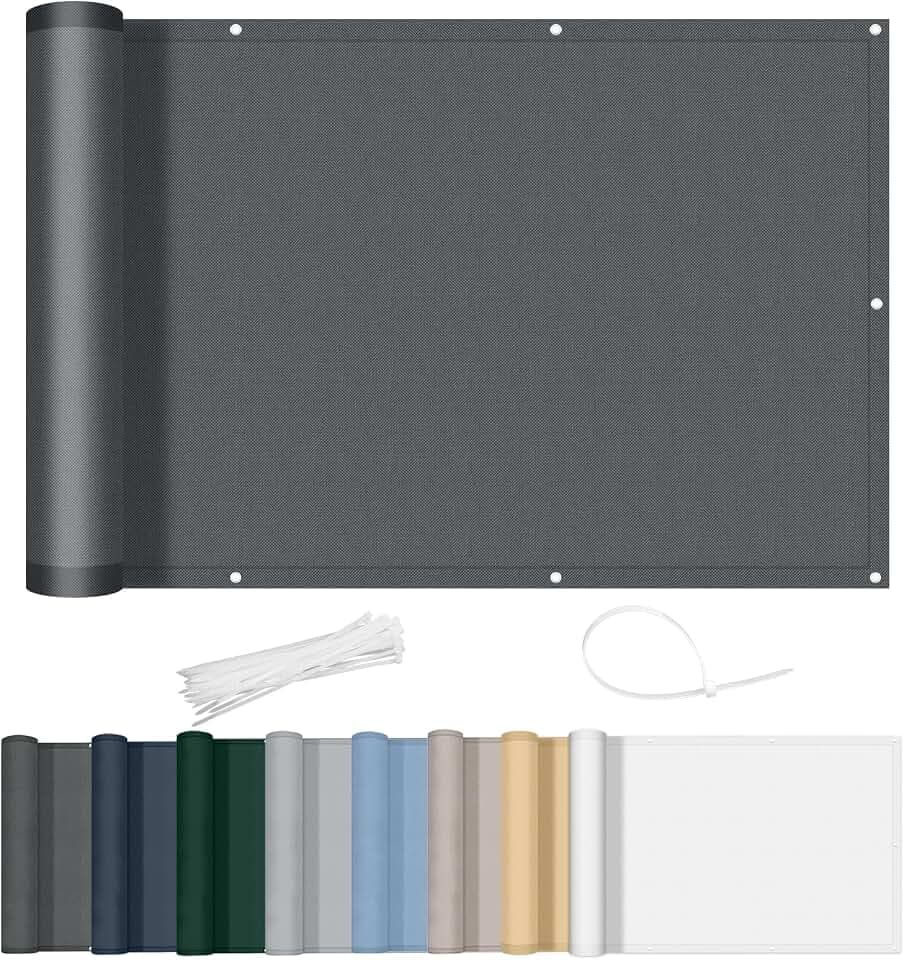 AXT SHADE Balkon Sichtschutz Wetterfest 100x1000cm Balkonverkleidung Balkonabdeckung Balkonbespannung Blickdichte Windschutz und UV-Schutz mit Kabelbinder für Balkongeländer-Anthrazit