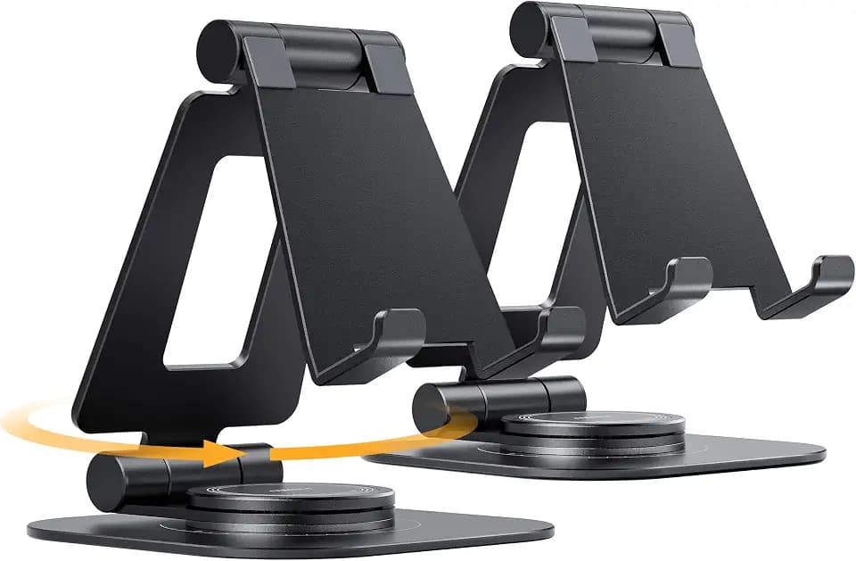 Nulaxy 2-Pack 360° Rotating Dual Adjustable Phone Stand, Charging-Friendly