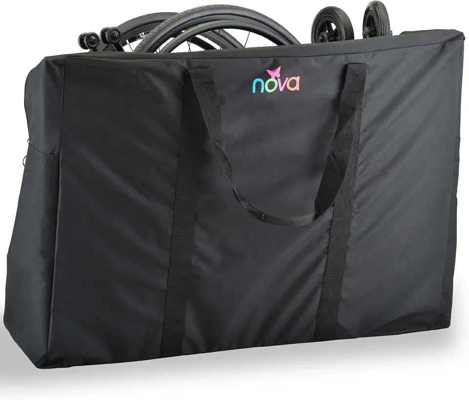 nova - Extra Large Mobility Travel Bag - Universal Carrier for Rollator Walkers, Folding Wheelchairs, and Transport Chairs - Durable Water-Resistant Storage Bag with Long Handles and Dual Zippers