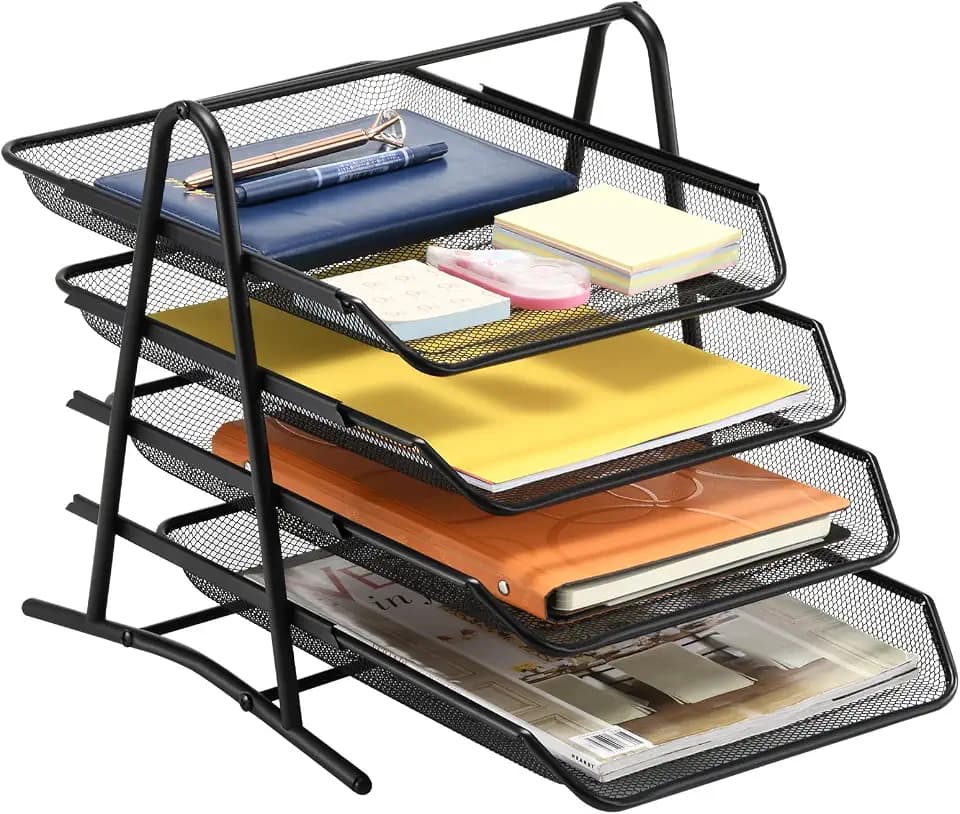 Marbrasse Schreibtisch-Organizer,Briefablage,Stapelbar,in Ablagen für Schreibtisch,Zeitschriften,Büro Organizer, Schreibtischordner Aufbewahrung(Schwarz)