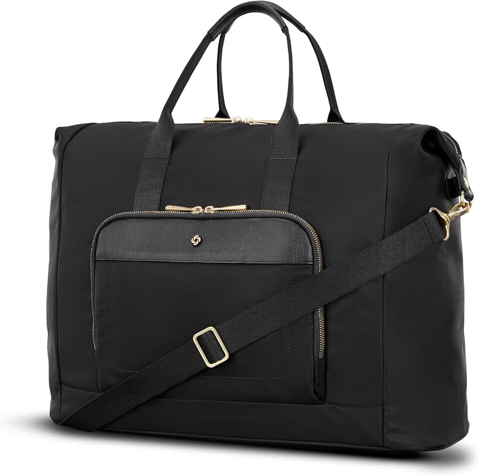 Samsonite Mobile Solution 2 Duffle Bag - Travel & Work Carry-On with Padded Laptop Sleeve, Front Organizer Pocket, Removable Crossbody Strap, StackIt™ Strap, Business & Leisure Travel Bag - Black