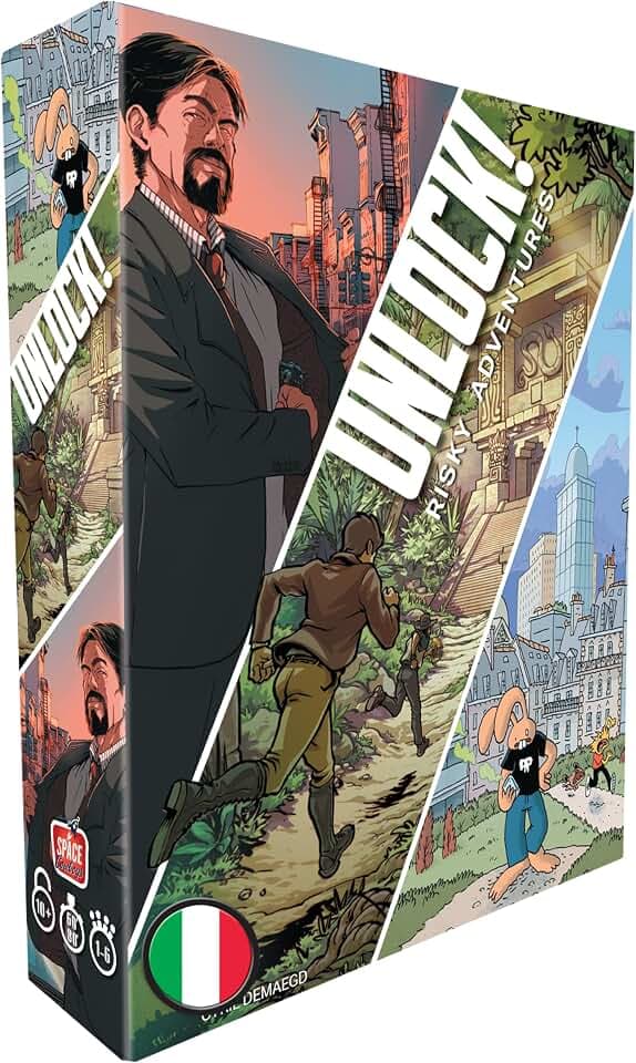 Asmodee Unlock! Risky Adventures, Brettspiel von Rätseln, ab 10 Jahren, 1-6 Spieler, italienische Ausgabe