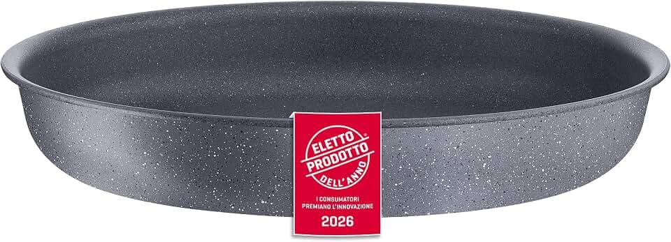 Lagostina Ingenio Mineralis Green Bratpfanne Ø 24 cm, 100% recycelt, für Gas, Backofen und Induktion, mit Kochanzeige, verwendbar mit abnehmbarem Griff