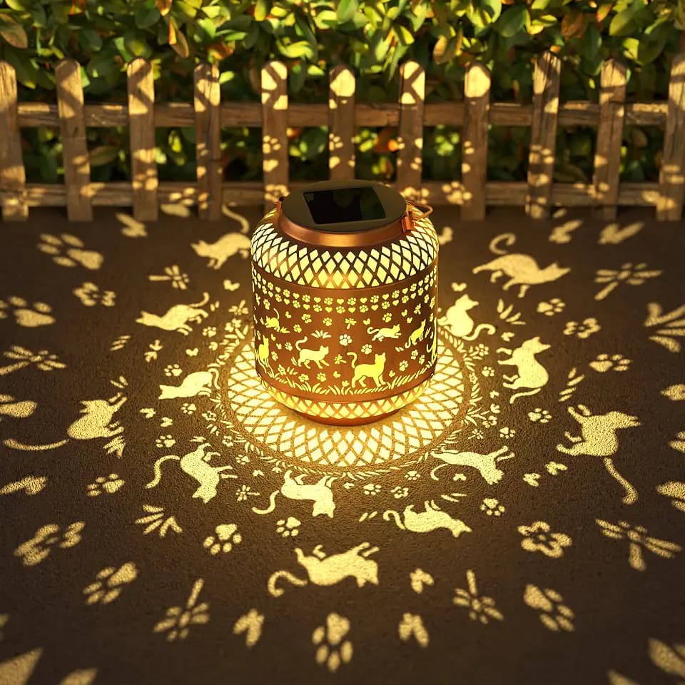 Cat Outdoor Garden Solar Lantern Waterproof Decorative Hanging Decor