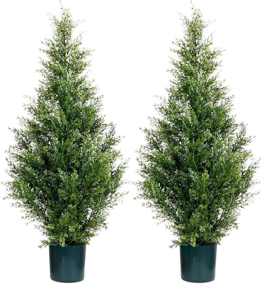 Künstliche Zeder Topiary Baum, 90cm Faux Zypresse Baum, Artificial Cypress Tree deko für Wohnzimmer, Büro, Fest & Party, 2pcs