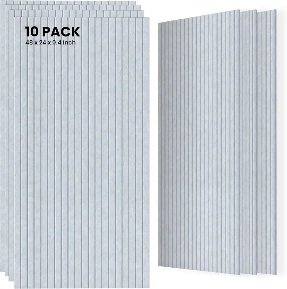TO-TH Acoustic Panels Decorative Soundproof Wall Panel 10 Pack, Light Camel