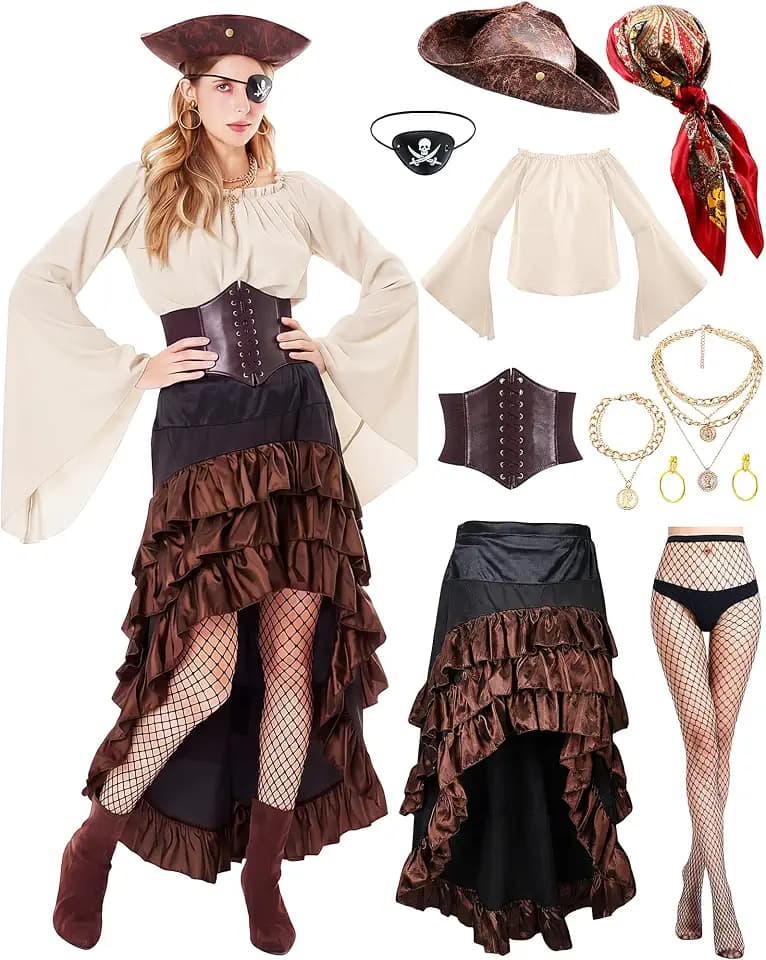Chicingyou 11 Pcs Women Pirate Costume Halloween