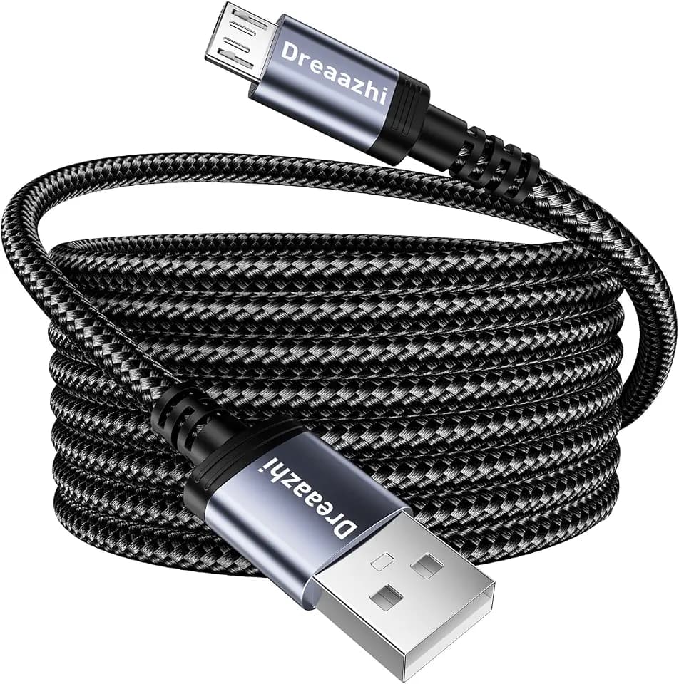 Langes Micro USB Kabel 5M,Android Ladekabel, Micro Ladekabel geflochten Kompatibel mit PS4 Controller,Samsung Galaxy J7,S7,S6,Kindle Fire,Fire HD Tablet,HTC,LG,Motorola etc