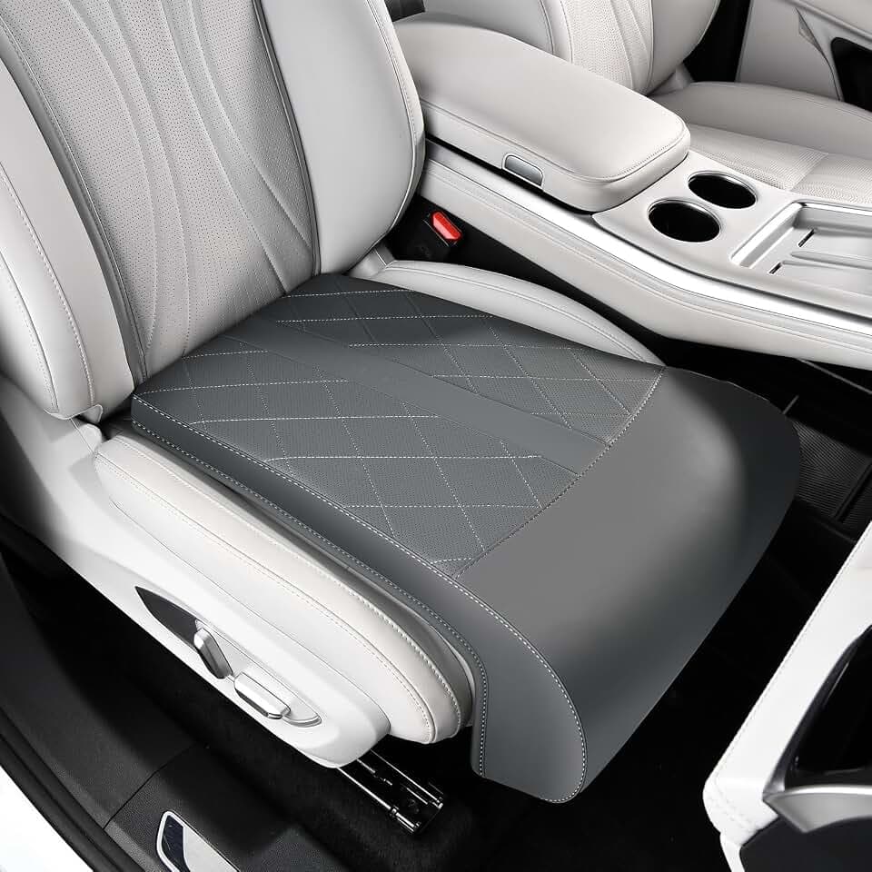 Coverado Car Seat Extender Leg Support, Leather Leg Extender Cushuin for Car Seats, Waterproof Car Seat Cushions Universal Fit for Most Vehicles (Gray)