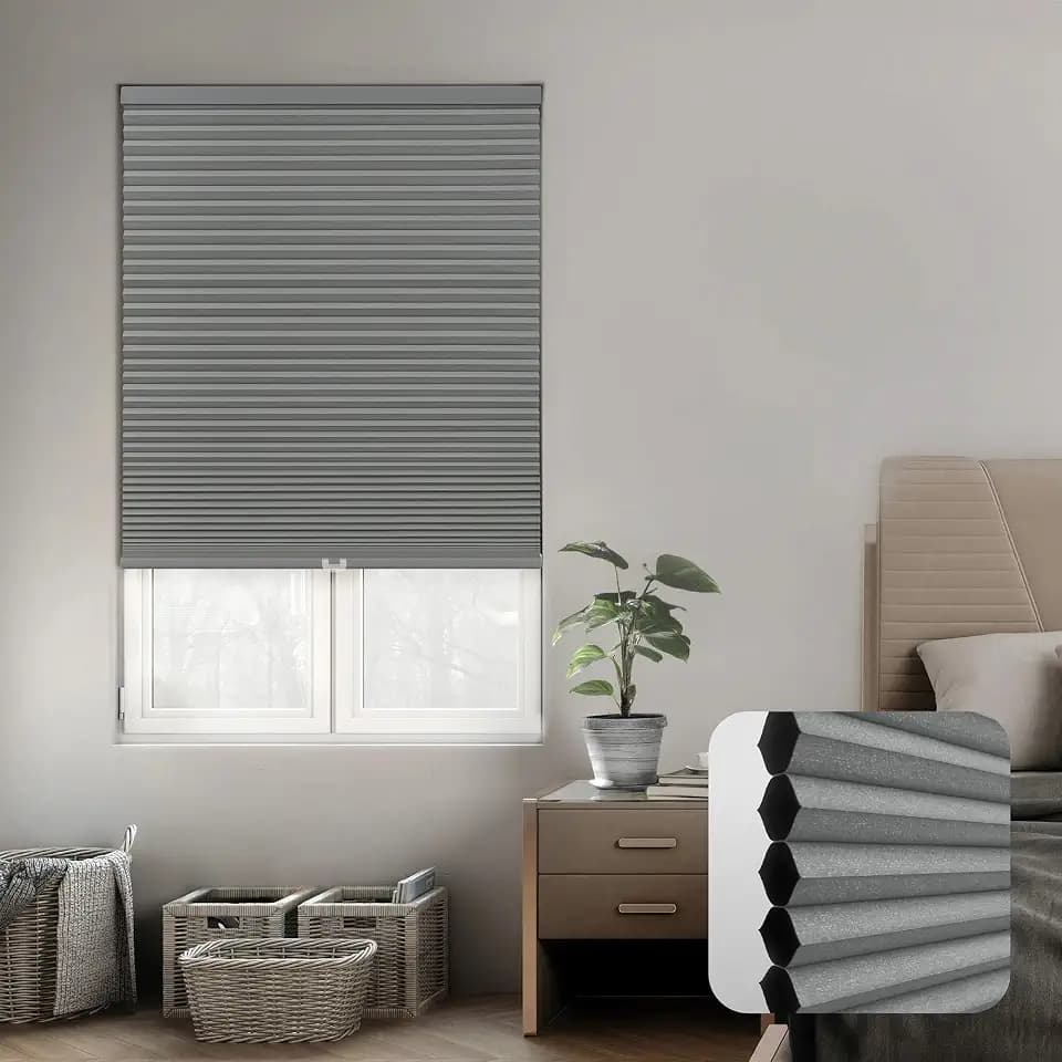 DEZ FURNISHINGS Cordless 1.5" Blackout Cellular Shade, Energy Saver, 30.5" W x 48" H, Anchor Gray