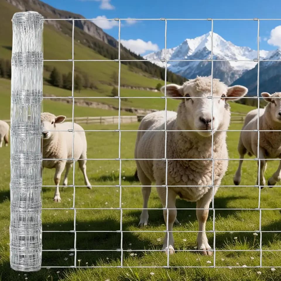 GarveeTech 5FT x 328FT Galvanized Field Fence Roll, Heavy Duty Woven Wire Livestock Fencing for Cattle, Goats & Deer, High Zinc Farm Barrier for Pasture, Yard & Ranch