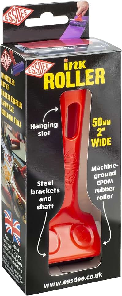ESSDEE Ink Roller 1.97 Inch - Heavy Duty EPDM 70 Shore Hard Rubber Surface Brayer - Aluminium Core - Block Printing, Scrapbooking, Art Work