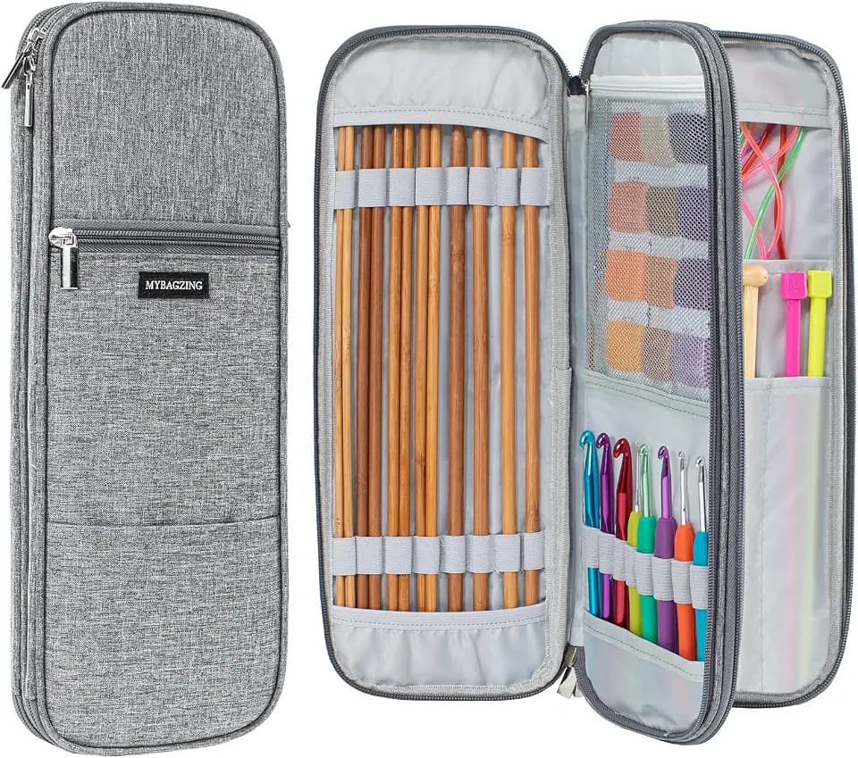 MYBAGZING Knitting Needle Case 14" Organizer for Straight &Circular Needles