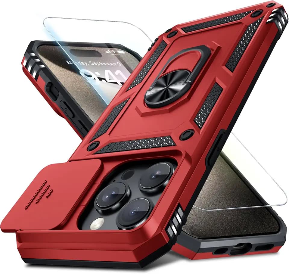 for iPhone 15 Pro Max Phone Case Built in Slide Camera Lens Cover