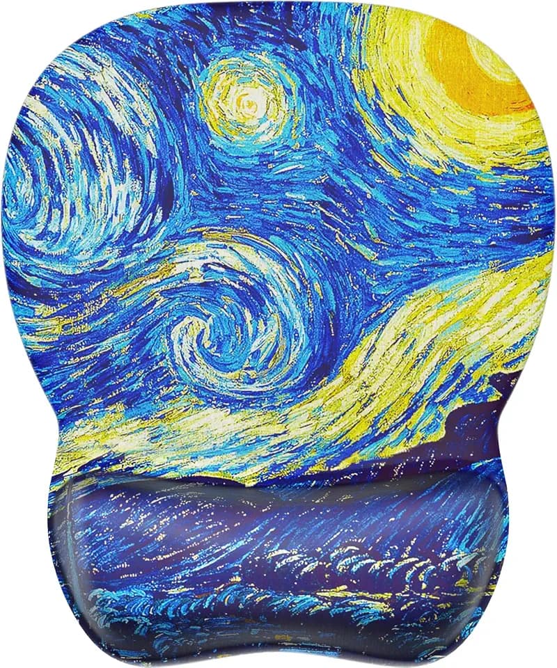 MROCO Ergonomic Mouse Pad with Gel Wrist Rest, 9.4 x 8.1 in, Starry Night
