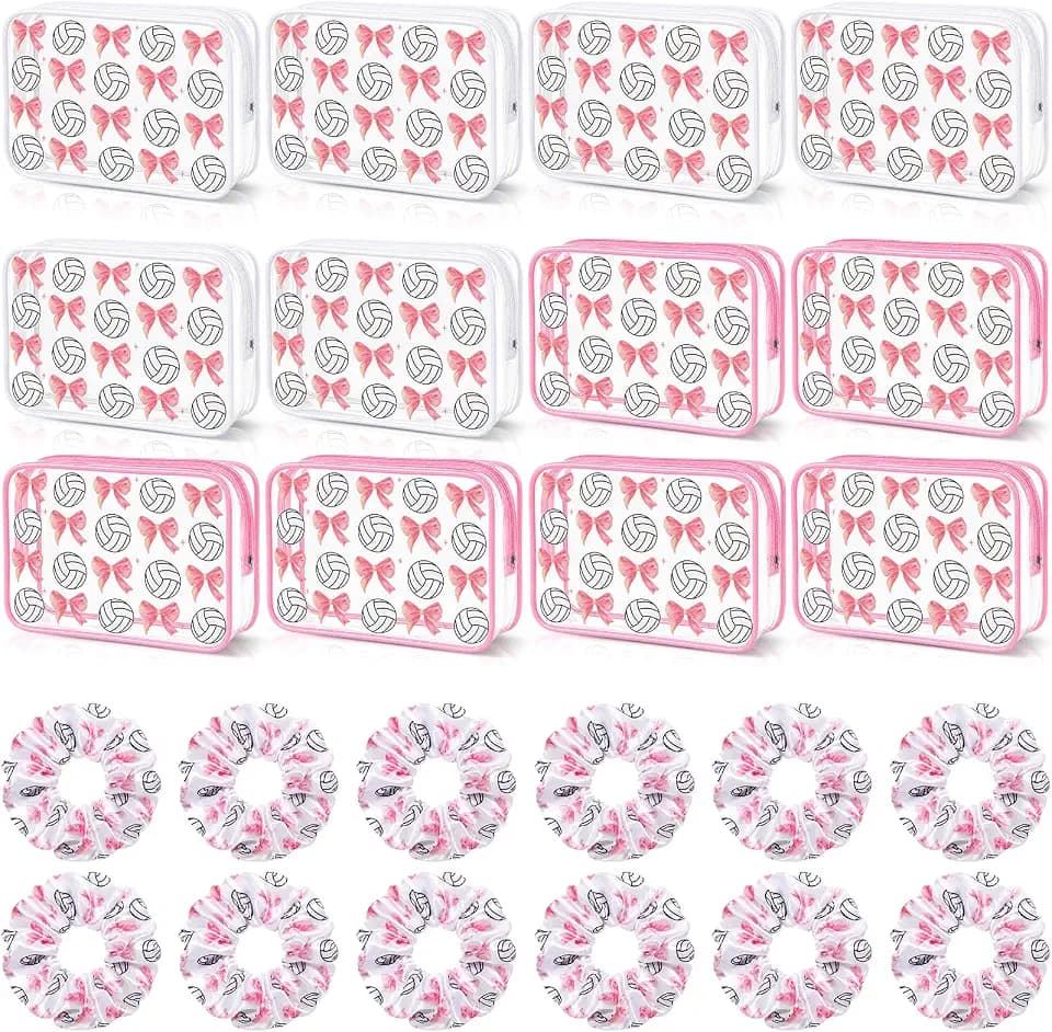 24 Pcs Volleyball Team Gifts for Women Party Favors, White and Pink