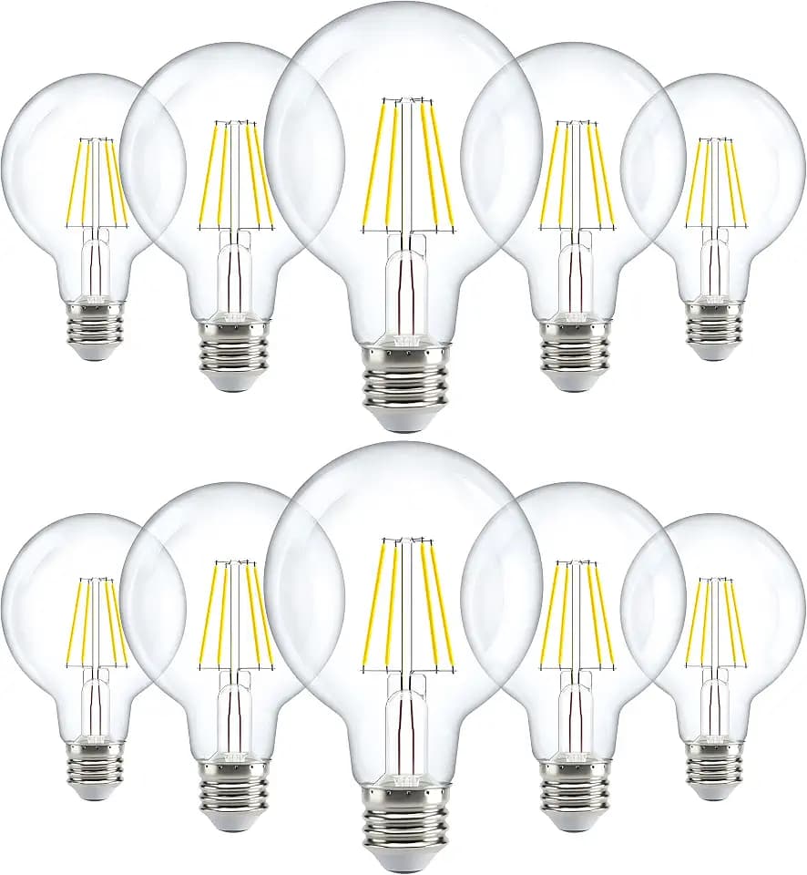 Sunco 10 Pack G25 LED Light Bulb, Globe, E26, 5W=60W, 5000K Daylight