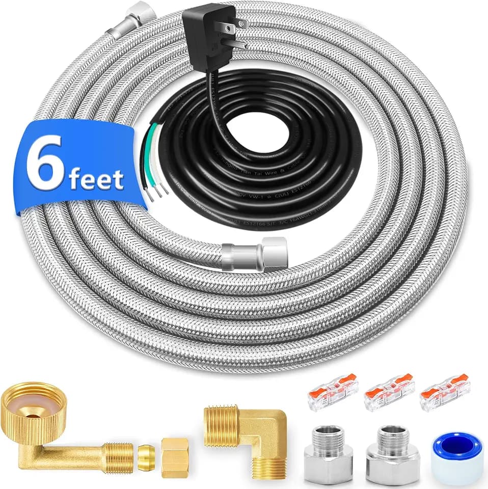 Dishwasher Installation Kit - 6 FT,with Elbows,Adapters and 6 FT Power Cord