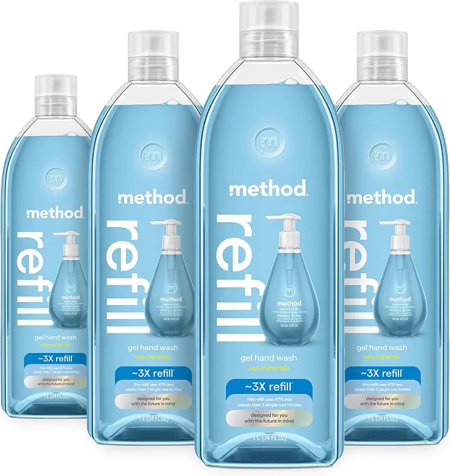 method Gel Hand Wash Refill, Sea Minerals, 34 fl oz, 4 pack