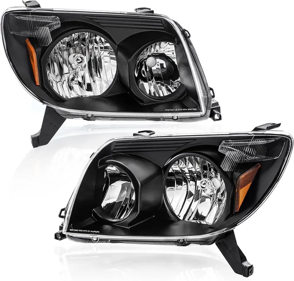 KUIPERAUTO Pair Headlights Assembly Compatible for Toyota 4Runner 2003-2005 with Clear Lens/Black Housing/Amber Reflector Front Lamps Driver and Passenger Side(Set of 2)# 8117035400, 8113035420