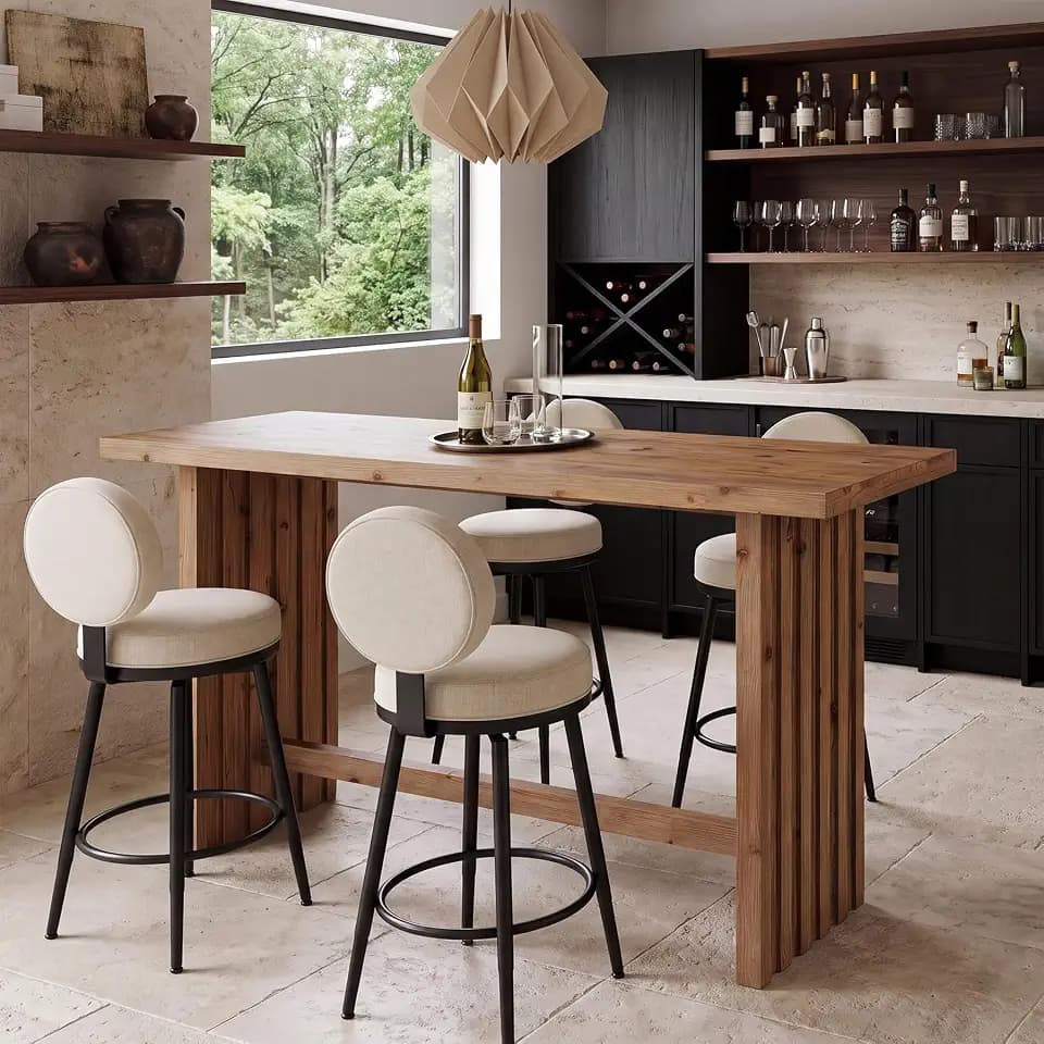 LITTLE TREE Solid Wood Bar Table, Rectangular 63-Inch Pub Table