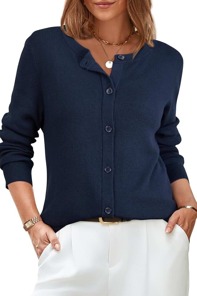 Arach&Cloz Women's Wool Blend Business Casual Fall Cardigan Sweaters Tops