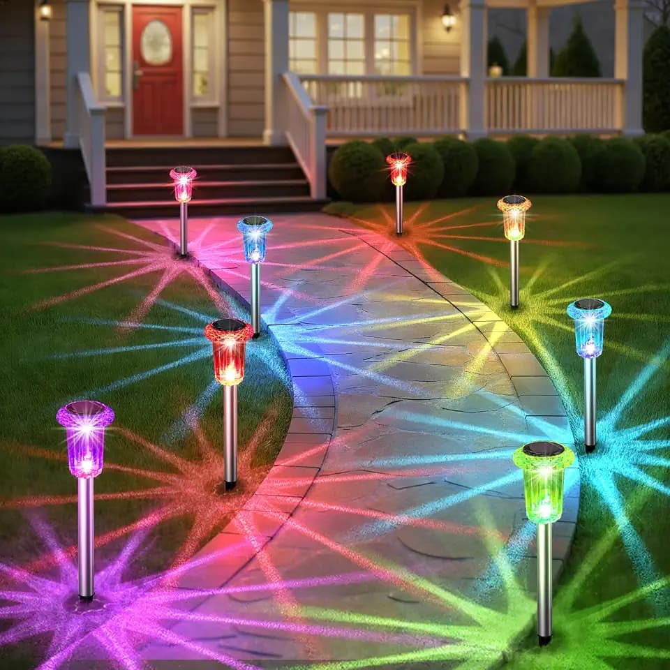 Eyrosa Solar Outdoor Lights, 15 Pack Solar Pathway Lights Outdoor Waterproof, Stake Lighting for Garden Yard Path Walkway Driveway Patio Lawn Decor,Color Changing