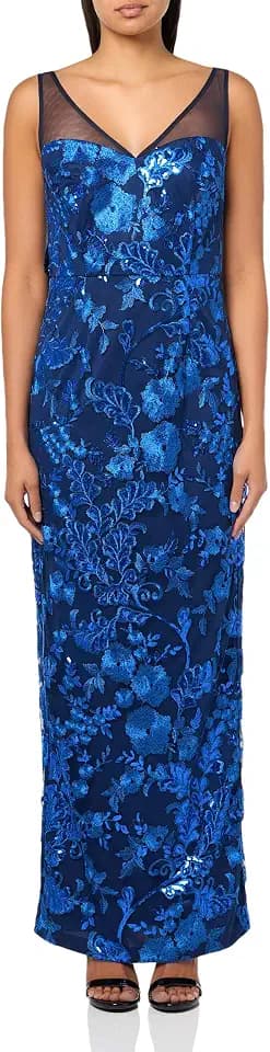 JS Collections Women's Baylor Sleeveless V-Neck Gown