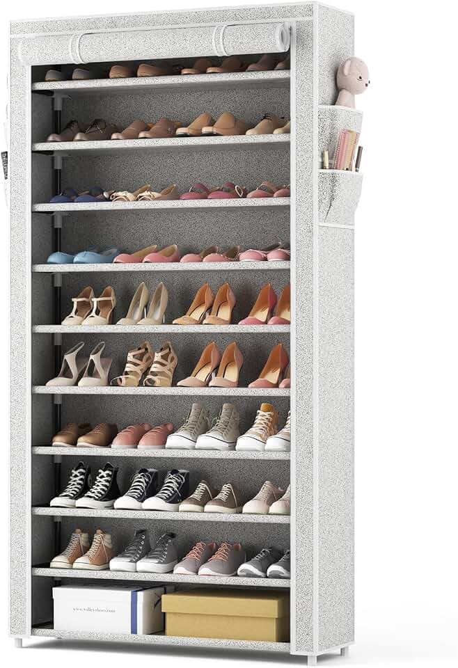 Vicye Schuhregal 11 Ebenen, Schuhschrank Hoch für 50 Paare Schuhe, Schuhaufbewahrung mit staubdichtem Überzug, Schuh-Organizer Metallgestell, Drucken, für Flur, Wohnzimmer