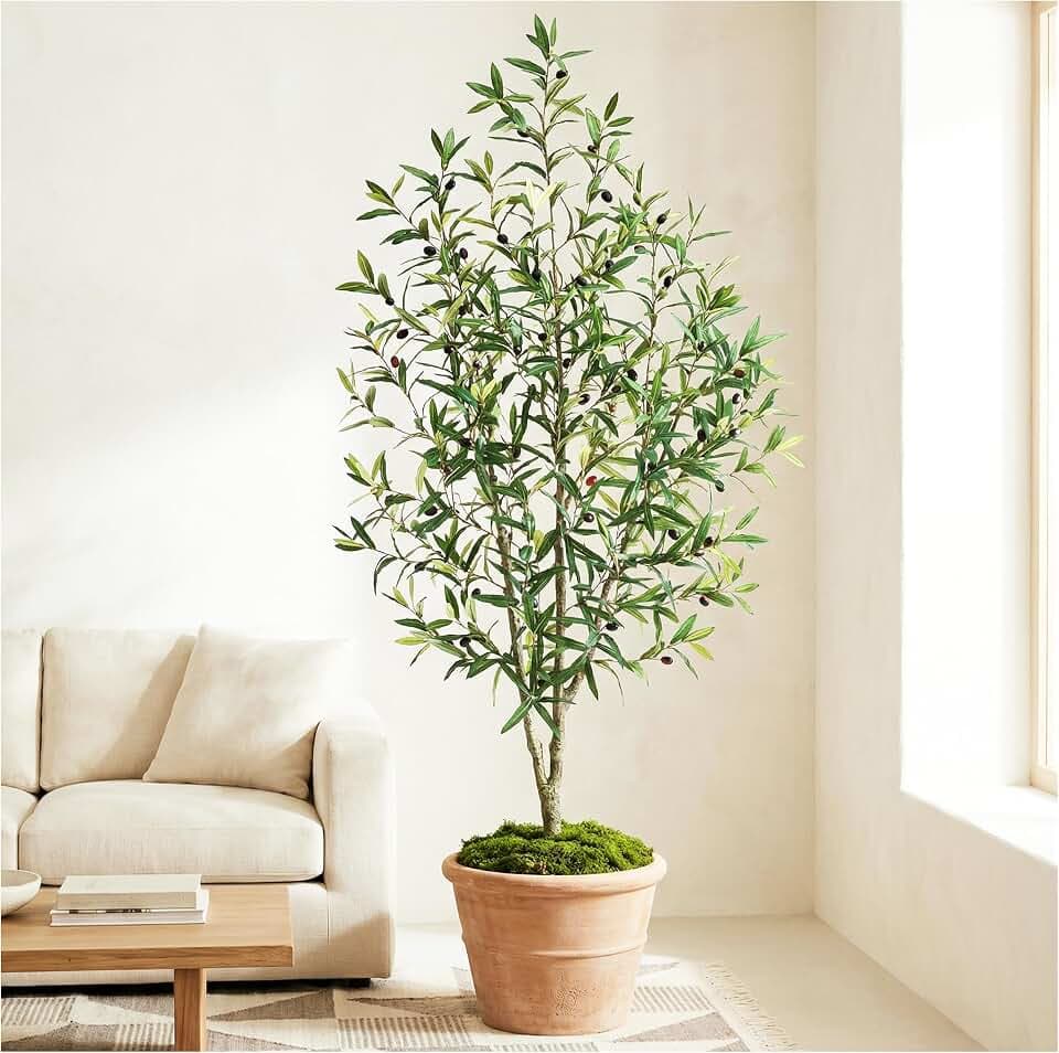 Künstliche Olivenbäume, künstliche Olivenbäume für den Innenbereich, Faux Olive Seidenbaum, große Olive Pflanzen für Home Office Decor Indoor (1, 180CM)
