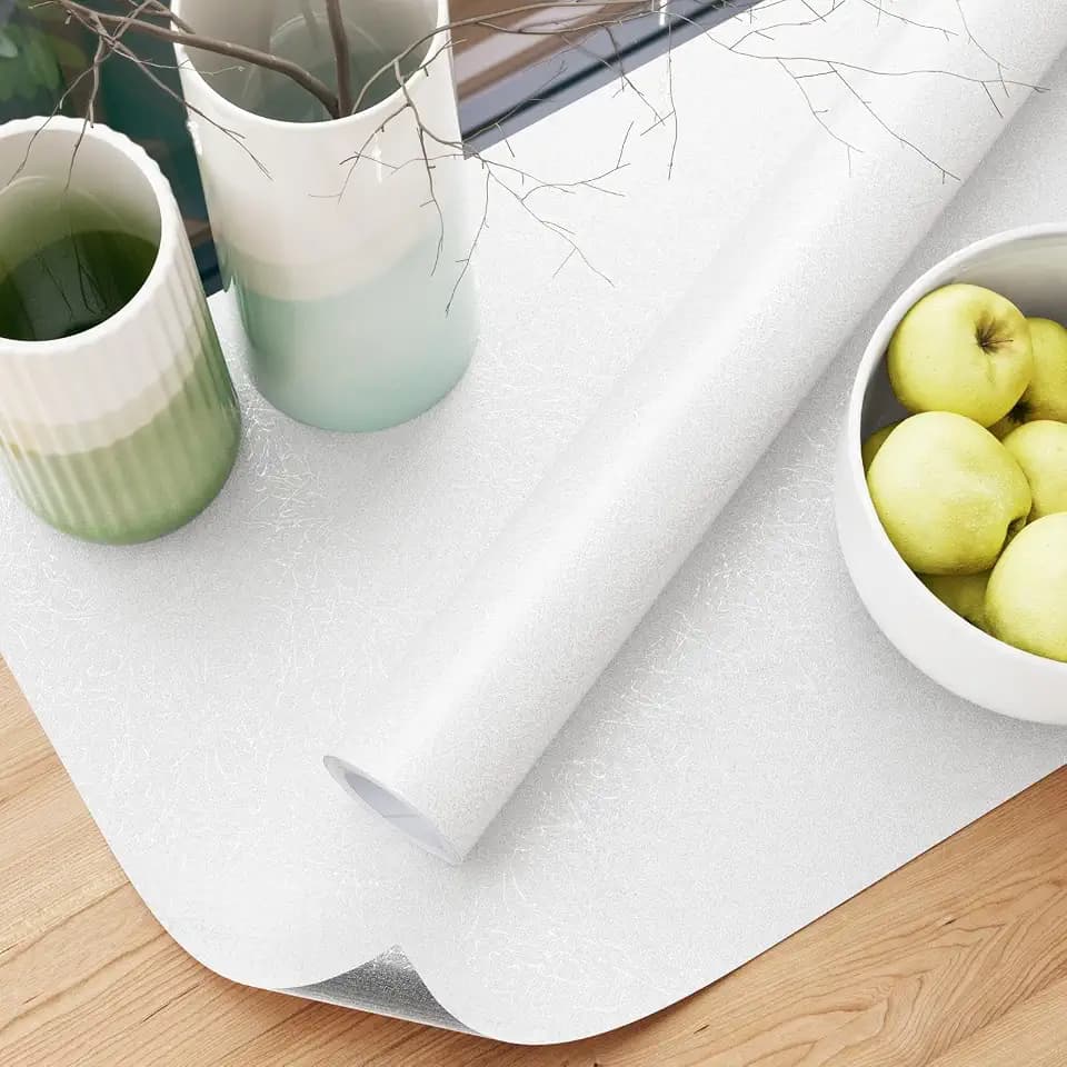 White Textured Wallpaper Peel and Stick Silk Embossed Vinyl Contact Paper