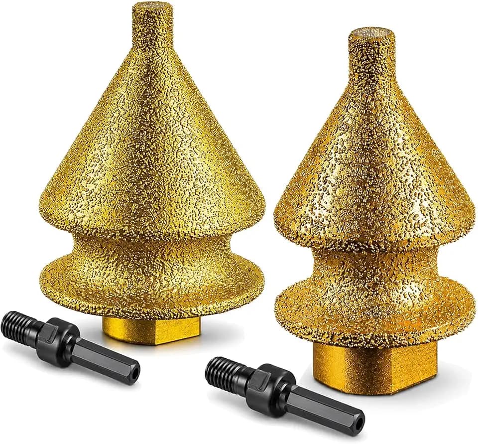 4-in-1 Brazed Diamond Chamfering Bit, M10 Universal Grinder Step Drill Bit, 2pcs Mix for Tile Stone Marble Edge Finishing